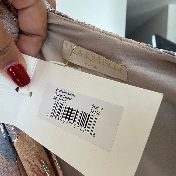 Ulla Johnson Women's Fontaine Midi Dress Ocean Jasper Asymmetric Multicolor Sz 4 - Picture 5 of 7